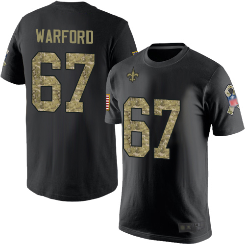 Men New Orleans Saints Black Camo Larry Warford Salute to Service NFL Football #67 T Shirt